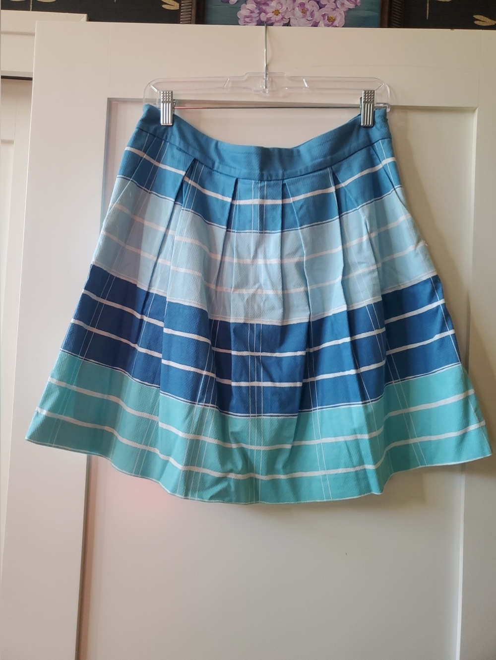 We❤️Vera Knee Length Striped Skirt With Pockets Sz 10